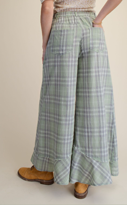 Sage Plaid Pants *Doorbuster*Final Sale*