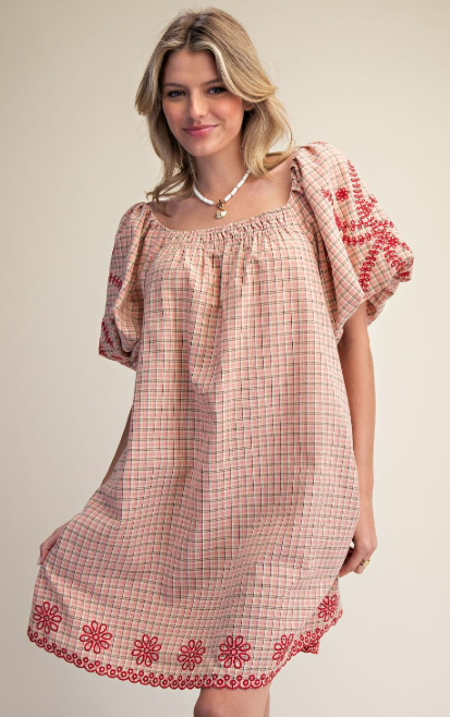 Pink Plaid Dress *Doorbuster*Final Sale*