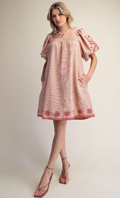 Pink Plaid Dress *Doorbuster*Final Sale*