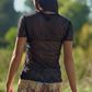 Black Short Sleeve Mesh Top