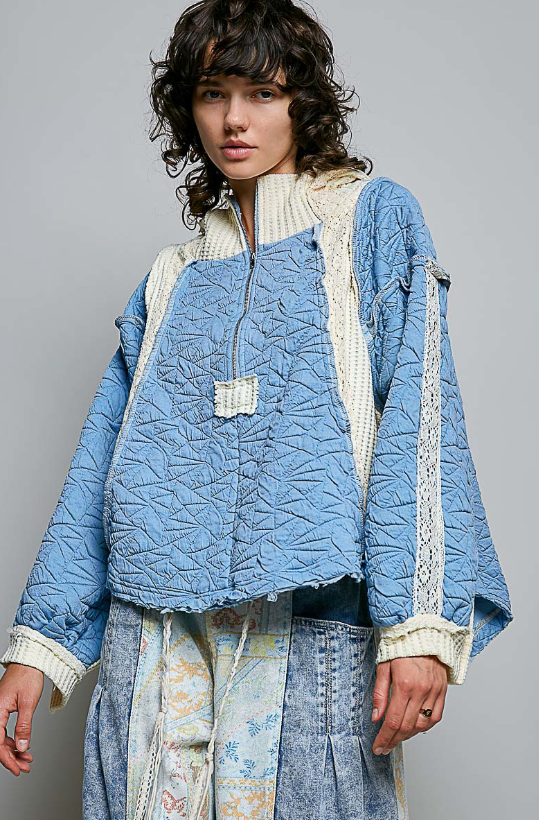 Blue Quilted Pullover Jacket *Final Sale*