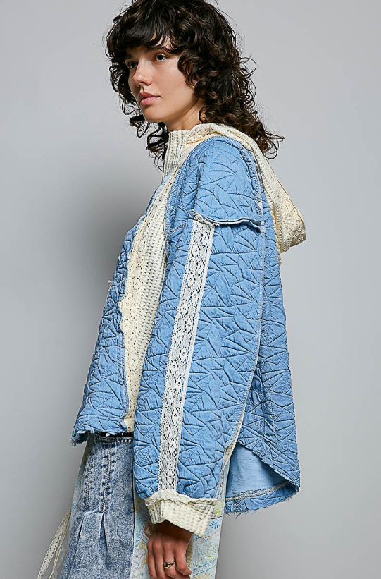 Blue Quilted Pullover Jacket *Final Sale*