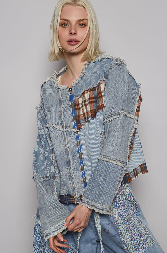 Flannel Mix Denim Jacket *Final Sale*