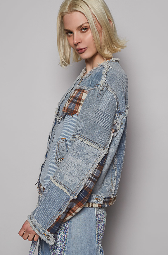 Flannel Mix Denim Jacket *Final Sale*