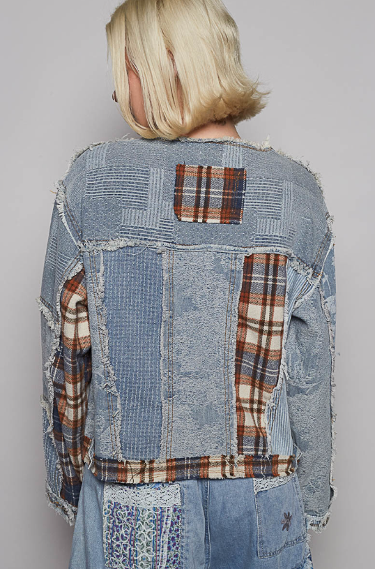 Flannel Mix Denim Jacket *Final Sale*