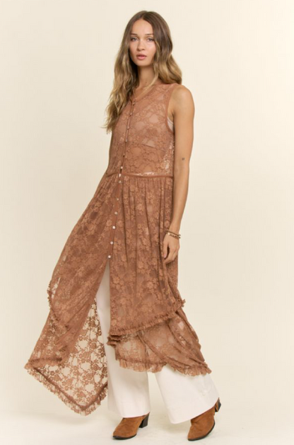 Cinnamon Sky Lace Duster Top
