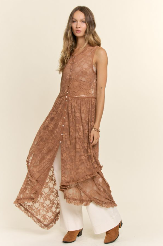 Cinnamon Sky Lace Duster Top