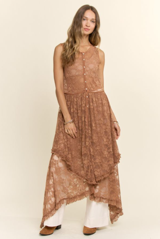 Cinnamon Sky Lace Duster Top