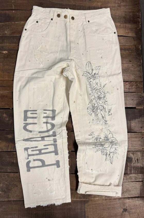 Peace and Love Jeans -Parchment