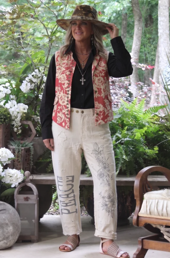 Peace and Love Jeans -Parchment