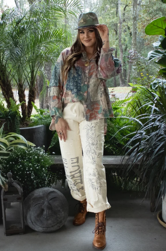 Peace and Love Jeans -Parchment