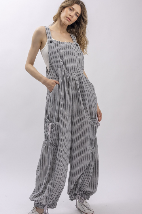 Easy Breezy Striped Overalls