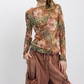 Floral Leopard Mesh Top