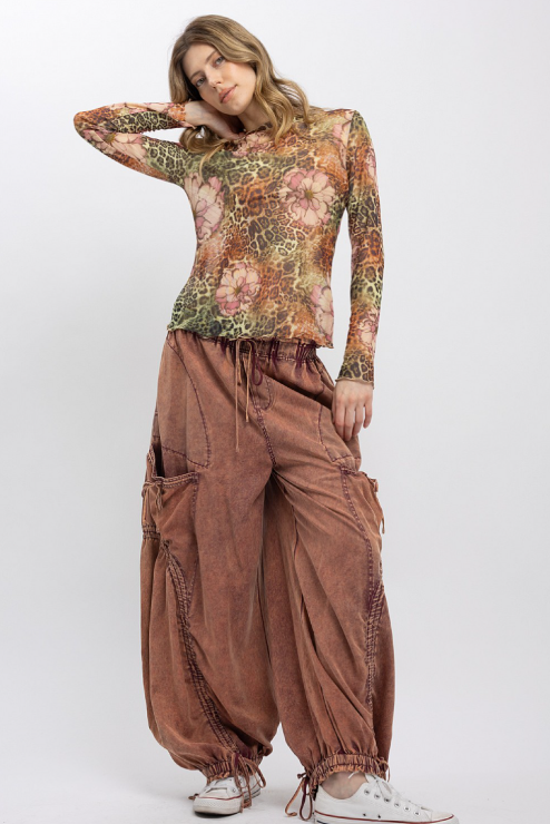 Floral Leopard Mesh Top