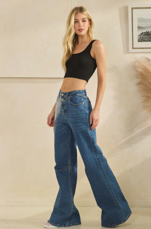 Two Tone Zipper Jeans *Final Sale*