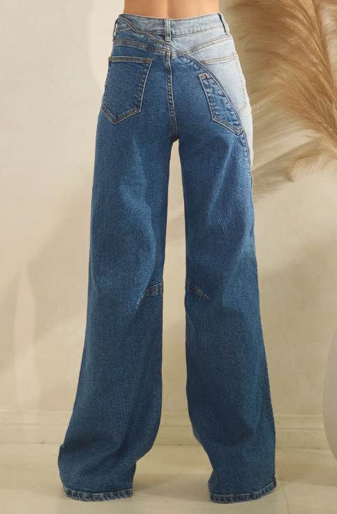 Two Tone Zipper Jeans *Final Sale*