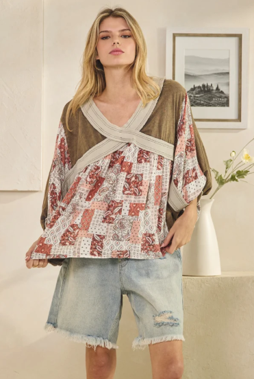 Criss Cross Patchwork Tops *Final Sale*