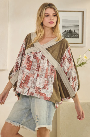 Criss Cross Patchwork Tops *Final Sale*