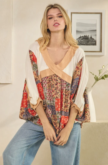 Criss Cross Patchwork Tops *Final Sale*