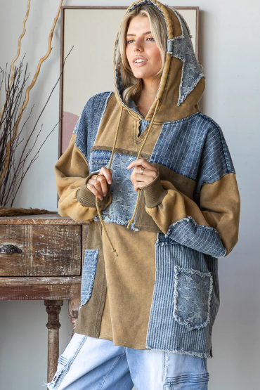 Denim Patch Hoodies *Final Sale*