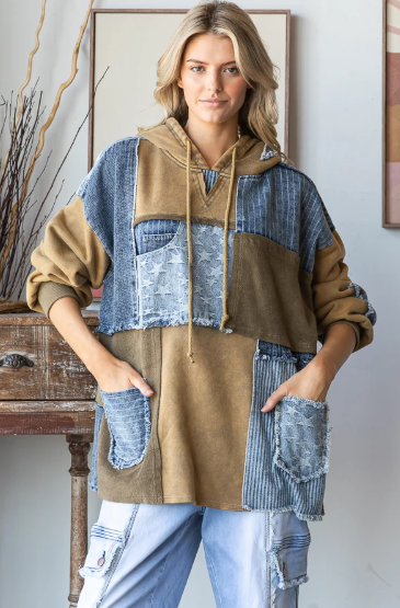 Denim Patch Hoodies *Final Sale*