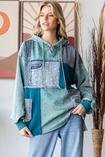 Denim Patch Hoodies *Final Sale*