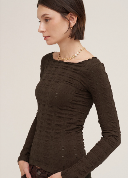 Pointelle Long Sleeve Tops