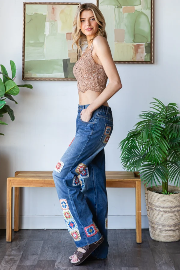 Crochet Patch Jeans *Final Sale*