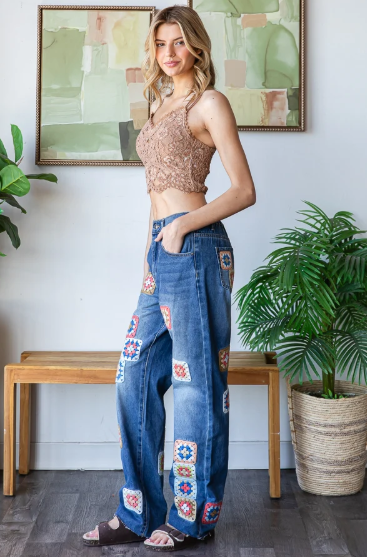 Crochet Patch Jeans *Final Sale*