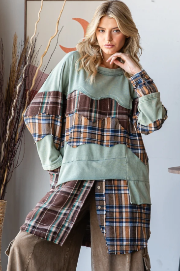 2-in-1 Flannel Sweatshirt *Final Sale*