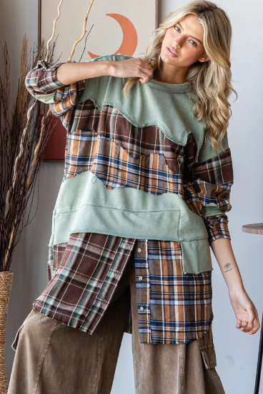2-in-1 Flannel Sweatshirt *Final Sale*