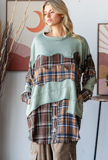 2-in-1 Flannel Sweatshirt *Final Sale*