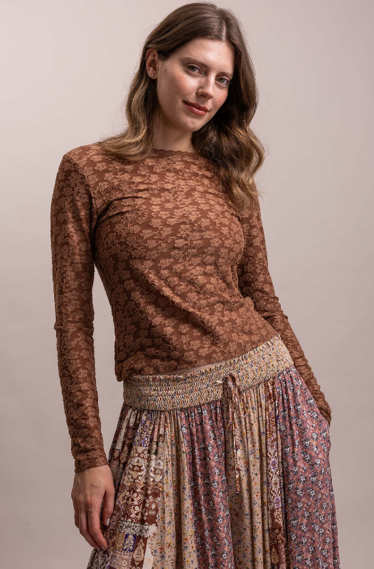 Textured Floral Mesh Top