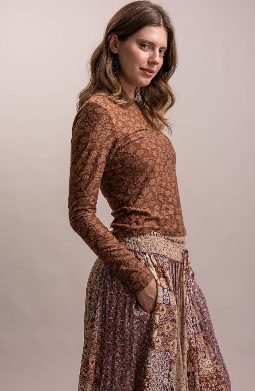 Textured Floral Mesh Top