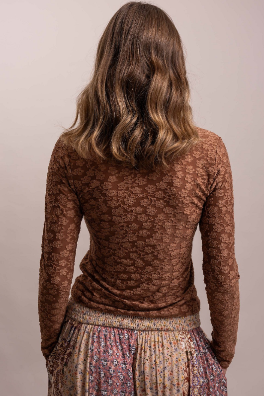 Textured Floral Mesh Top