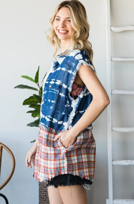 Tencel Plaid Vest *Final Sale*