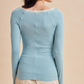 Square Neck Lace Ribbed Tops