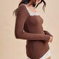 Square Neck Lace Ribbed Tops