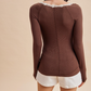 Square Neck Lace Ribbed Tops