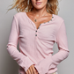 Ribbed Knit Henley Tops