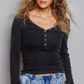 Ribbed Knit Henley Tops