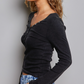 Ribbed Knit Henley Tops