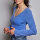 Ribbed Knit Henley Tops