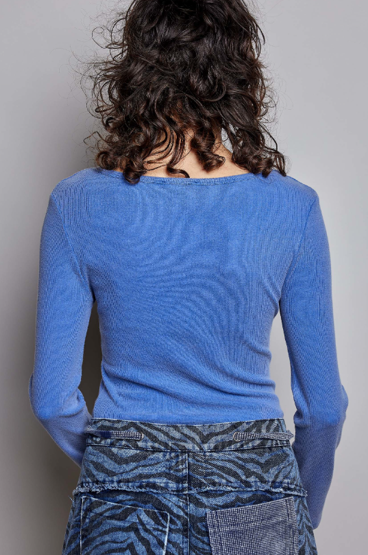 Ribbed Knit Henley Tops