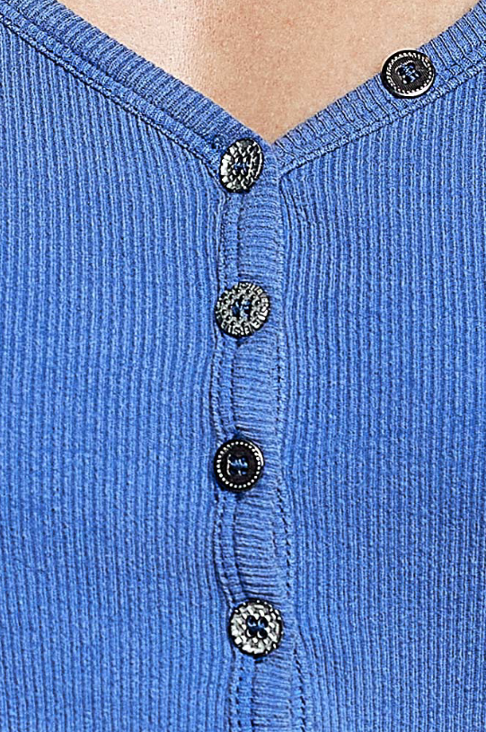 Ribbed Knit Henley Tops