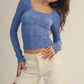 Long Sleeve Scalloped Tops