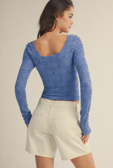 Long Sleeve Scalloped Tops