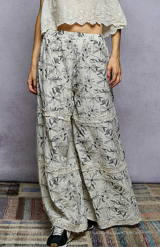 Embroidered Floral Pants *Final Sale*