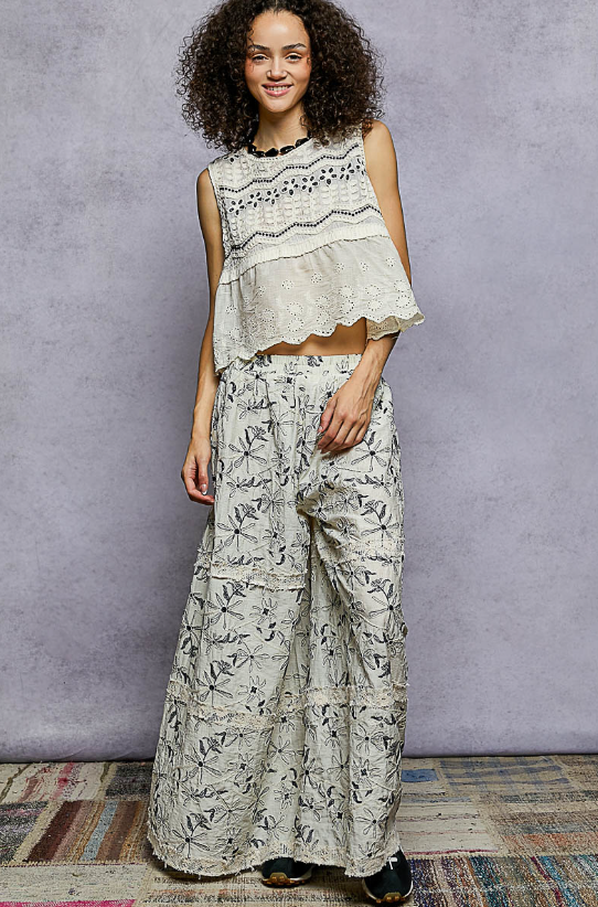 Embroidered Floral Pants *Final Sale*