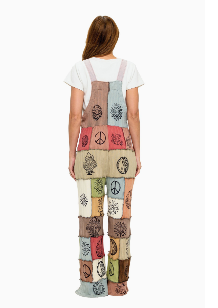 Peace Train Patchwork Overalls
